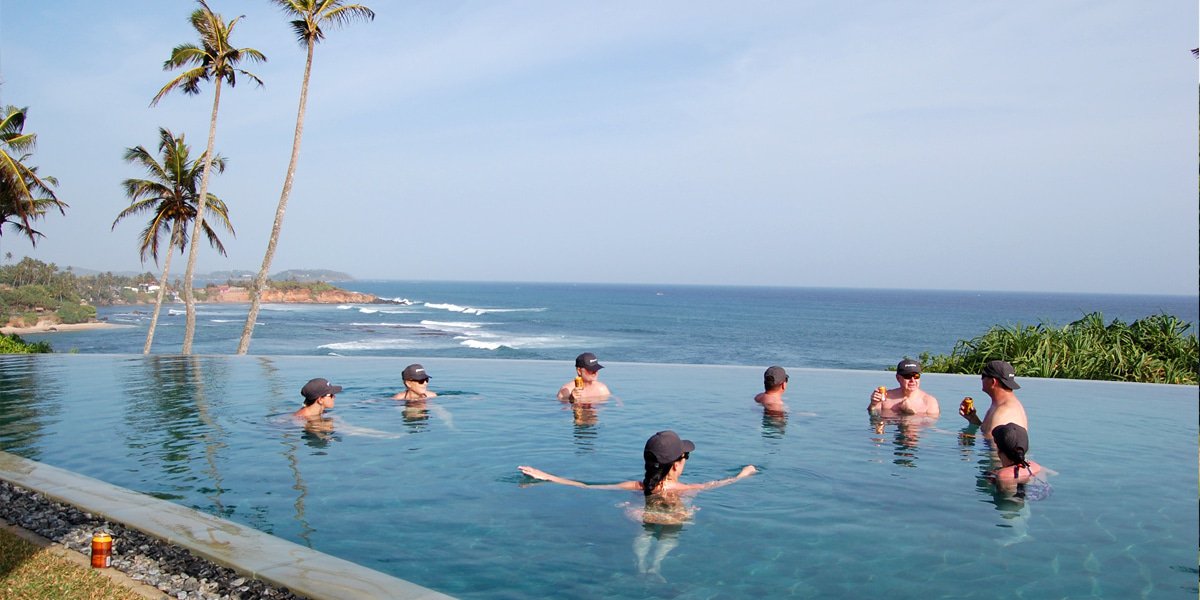 Crescent-shaped moon pool at Cape Weligama Resort