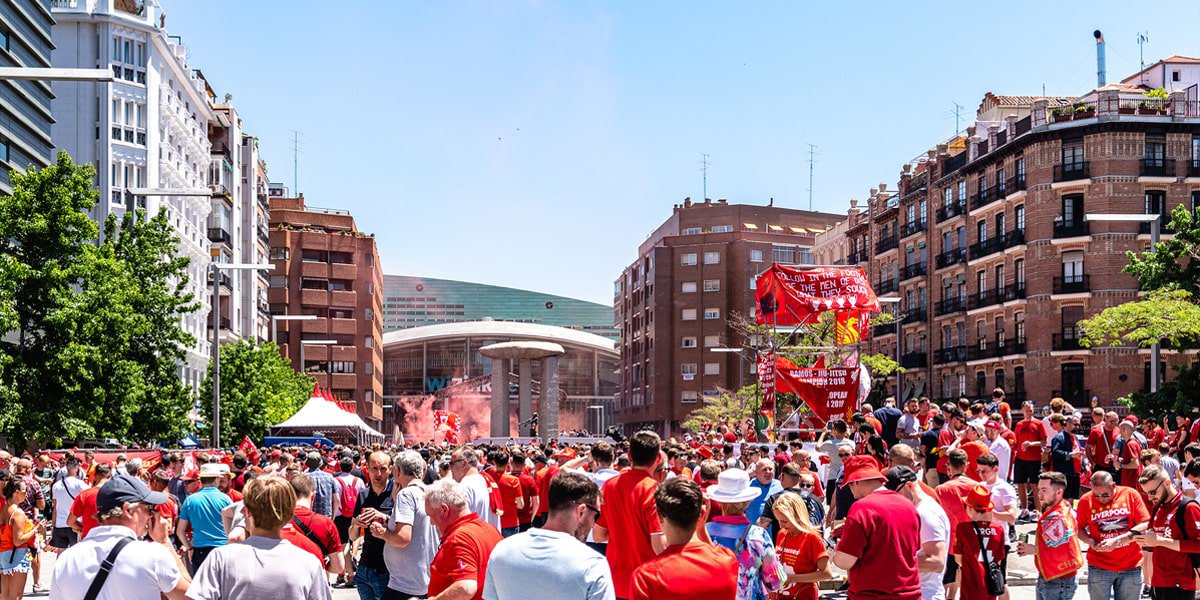 Football fans arrive in Madrid for the final